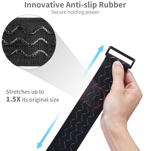 Trilancer Elastic Cinch Straps with Anti-Slip Strips, 5 Size Combo(10-Pack) Heavy Duty Hook and Loop Storage Straps for Extension Cords,Cables, Ropes, Hoses, Bike, RV, Pant Garters,Garage Organization - size: 5 size combo(9''+12"+14''+18"+24")