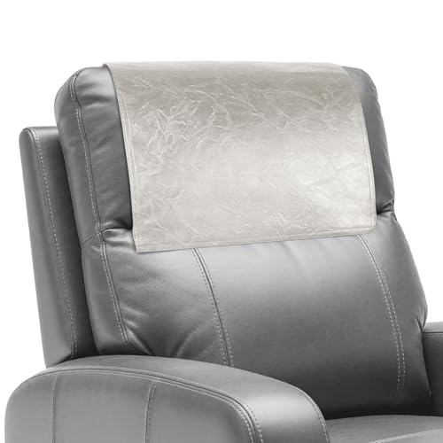 Recliner Headrest Protector,Non Slip Waterproof Headrest Cover,Leather Recliner Headrest Cover for Sofa,Furniture,Living Room,Office Chair (Beigee) - color: Beige, size: Hook & Loop