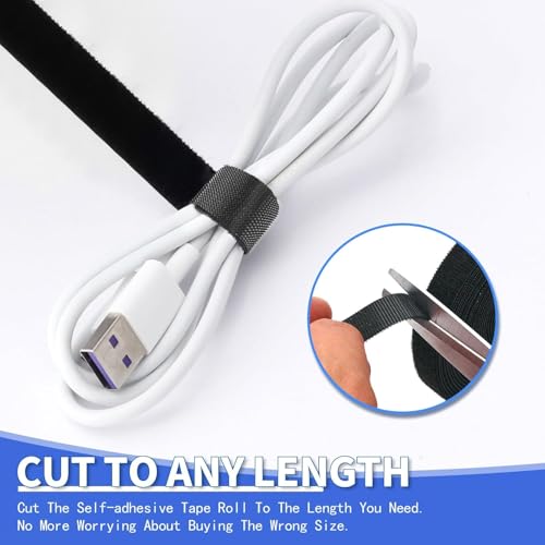 1/2In x 500Ft Reusable Cable Ties Hook and Loop Roll | Tie Down Straps, Nylon Double-Sided Strips, | Adjustable Multi-Purpose Wrap Fasteners forOffice, Home, Data Center - size: 1/2Inx500Ft