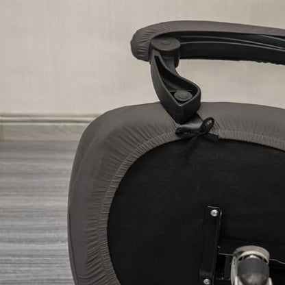 Melaluxe Office Chair Cover with Arm Covers - Universal Stretch Desk Chair Cover, Computer Chair Slipcovers (Size: L) - Dark Gray - color: Dark Gray, size: Large with Arm Cover