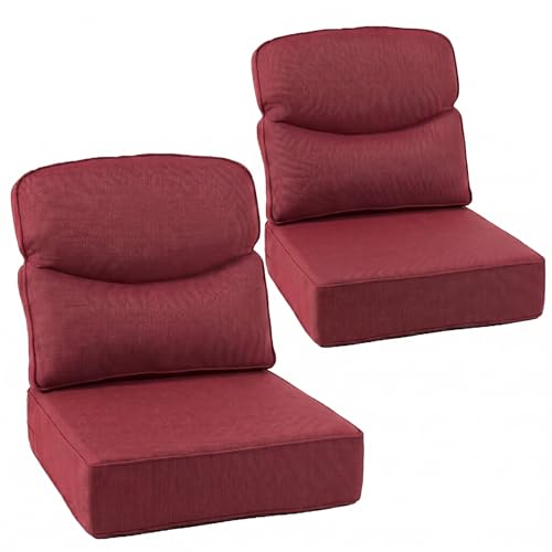 Outdoor Chair Cushions, High Back 6-inch Thick Cushions for Outdoor Furniture, Waterproof 22x24 Patio Chair Cushion, Replacement Couch Cushions, Include 2 Back & 2 Seat Cushions, Red - color: Red, size: 22"x24" High Back & Extra Thick
