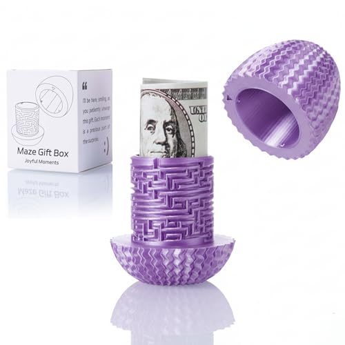 Maze Puzzle Box for Cash Gift, Money Holder Gift Box | Maze puzzle, hidden cash compartment, money gift, birthday anniversary, brain teaser, surprise holder gift for teens & adults - color: Silvery Color
