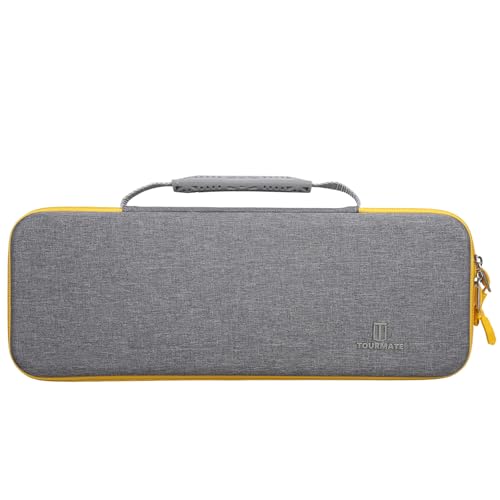 Tourmate Hard Storage Case for ASUS ROG Strix Scope II 96 Wireless Gaming Keyboard - Travel Case for RK ROYALKLUDGE RK98/RK96/N80/RK61,Aula F87/HERO 68/ S98 Pro(Only Box) (Linen Gray & Yellow) - color: Linen Gray & Yellow