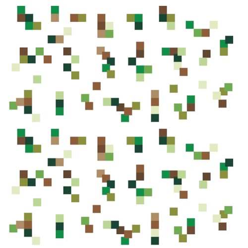 SUPERDANT 3Pcs Green Brown Pixel Blocks Wall Stickers Wall Decal Stickers for Walls Vinyl Art Sticker for Bedroom Living Room Playroom Decoration 37.7x11.8in