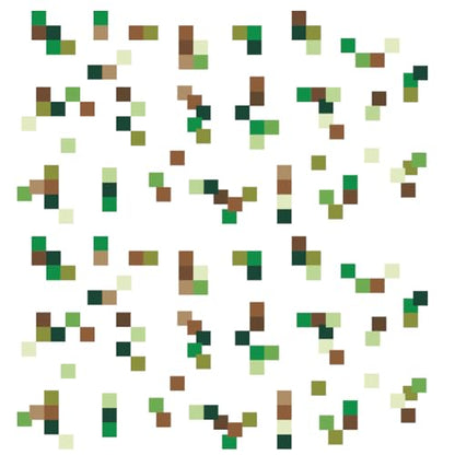 SUPERDANT 3Pcs Green Brown Pixel Blocks Wall Stickers Wall Decal Stickers for Walls Vinyl Art Sticker for Bedroom Living Room Playroom Decoration 37.7x11.8in