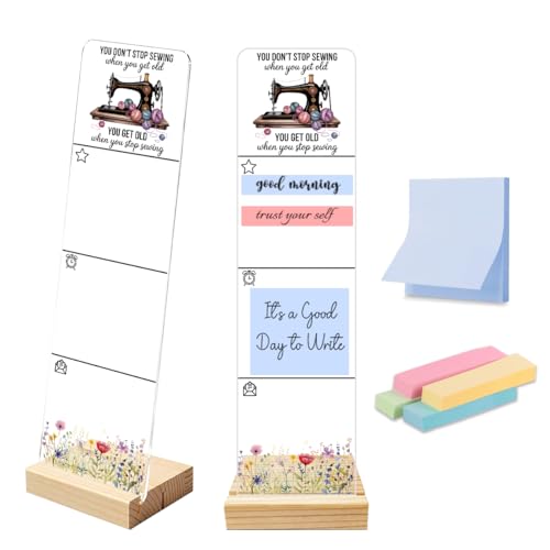 Sticky Note Holder Acrylic Monitor Memo Board Desk Organizers Desk Decor Post It Note Holder You Don't Stop Sewing When You Get Old Sewing Machine Craft Lover Desk Sign - color: Acrylic 11