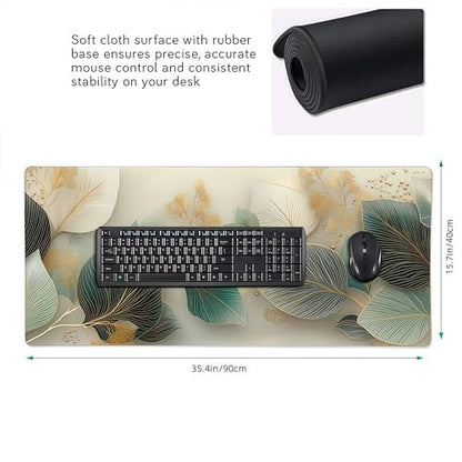 Large Gaming Mouse Pad, Non-Slip Rubber Base, Floral Pattern Design, 35.4x15.7 Inch, Ergonomic for Office and Gaming - color: Floral Pattern