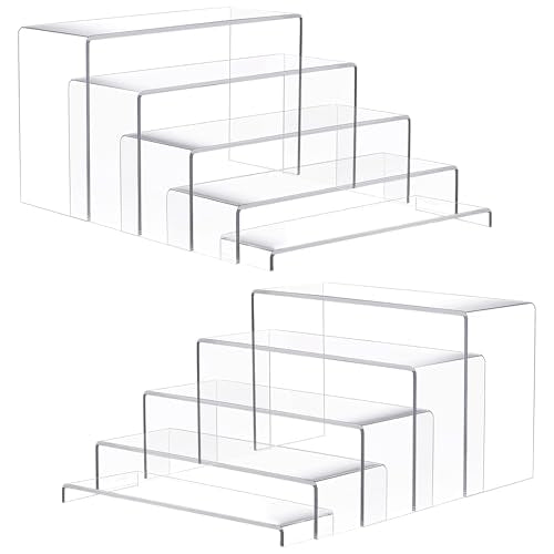 Goabroa 10 Pcs 12" Large Display Risers, 2 Sets Rectangular Clear Display Shelves for Funko Pop Figures, Cupcake Holder, Collection, Display Stands for Vendor Events - color: Clear, size: Large 2 Sets (10PCS) Rectangle