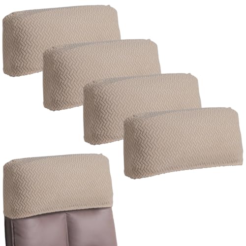 Stretch Office Chair Headrest Cover Jacquard Headrest Slipcover for Office Chairs Non Slip Head Rest Chair Furniture Protector for High Back Computer Chairs Set of 4 Beige - color: Beige, size: Set of 4