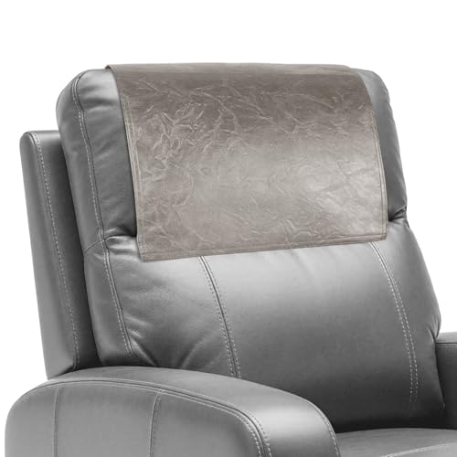 Recliner Headrest Protector,Non Slip Waterproof Headrest Cover,Leather Recliner Headrest Cover for Sofa,Furniture,Living Room,Office Chair (Taupe) - color: Taupe, size: Hook & Loop