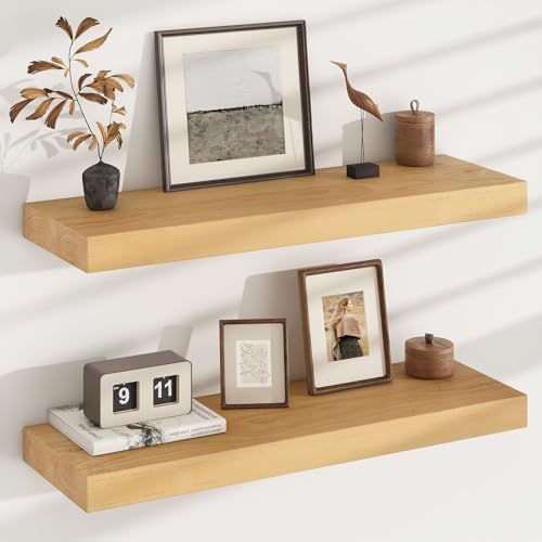 Floating Shelves for Wall, USA-Sourced Brich Wood 30 Inch Wall Shelves Set of 2, Natural Wooden Mounted Picture Ledge Shelf, Nursery Book Storage Shelf Kids Bookshelf Display, Shelf for Bathroom - color: Usa-sourced Brich Wood, size: 30''W, 2Packs