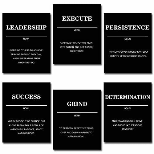 Inspirational Wall Art, Motivational Wall Art, Positive Quotes & Sayings Posters, Inspirational Wall Decor for Bedroom Living Room,Decoration Office Wall Decor(Set of 6,8x10in, Unframed) 1 - color: Black - White