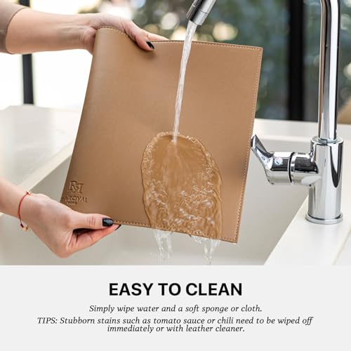 Baroyal Faux Leather Placemats Set of 6 Vinyl Washable Wipeable Table Mats for Kitchen Dining Table Heat Resistant Waterproof Indoor/Outdoor Placemats Non-Slip Easy Clean Place Mats (British Khaki) - color: B-british Khaki