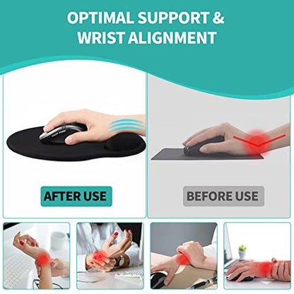 eulps Mouse Pad with Wrist Rest, Comfortable Computer Mousepad with Gel Wrist Support Smooth Surface and Non-Slip PU Base for Pain Relief, Laptop, Office & Home (Black) - color: Black