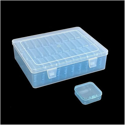 Bead Organizer Box-Blue Plastic Box 31 Pcs Storage Plastic Cases Mini Clear Bead Storage Containers Boxes with Hinged Lid and Rectangle Bracelet Making DIY Jewelry Craft Nail - color: Blue