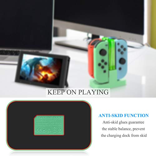 FastSnail Charging Dock Compatible with Nintendo Switch for Joy Con & OLED Model Controller with Lamppost LED Indication, Charger Stand Station Compatible with Joy Cons with Charging Cable (Green) - color: Green, size: 6.2/7.0 inch