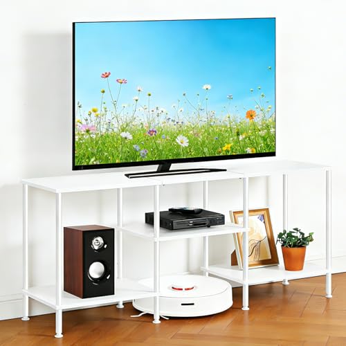 50 Inch TV Stand for Living Room White Entertainment Center with Open Storage Shelves Small TV Console Table Bedroom TV Media Cabinet for 50 43 40 32 Inches TV - color: White
