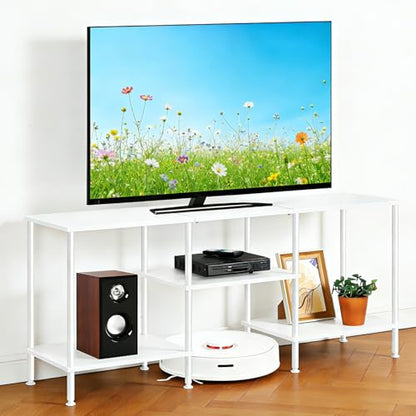 50 Inch TV Stand for Living Room White Entertainment Center with Open Storage Shelves Small TV Console Table Bedroom TV Media Cabinet for 50 43 40 32 Inches TV - color: White