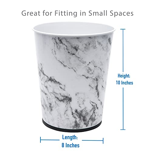 Bath Bliss 5 Liter Small Wastebasket | Round Open Top | Trash Can | Bathroom | Bedroom | Kitchen | Office | Dorm | Disposal Waste Bin | Garbage | Marble - color: Marble, size: 1 Pack