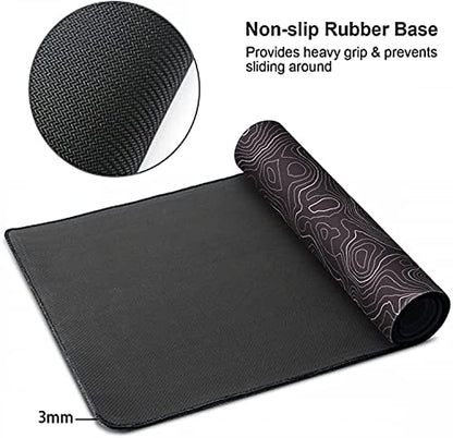 AQQA Large Mouse Pad Mat (35x17 in) Extended XXXL Gaming Mouse Pad with Non-Slip Rubber Base,Background Topographic Map Lines Contour Geographic for Gaming Office Laptop Computer Men Women - color: Black, size: 17L x 35W inches