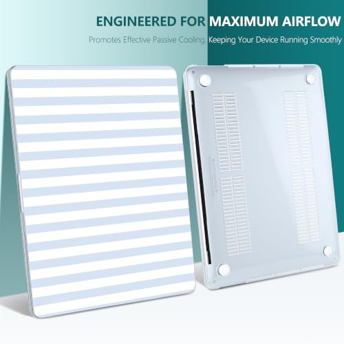 DONGKE Case for MacBook Pro 13 Inch (2026-2020 Models A2338 M2 M1/A2251/A2289), Blue & White Stripes Hard Shell Case with Keyboard Protector, Compatible with Retina Display and Touch Bar - color: Blue & White Stripes