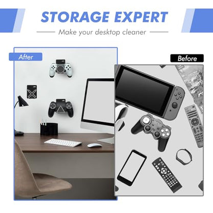 HL127 Headphone Holder Hanger for Desk, Include Adhesive Strips/Screw, Universal Headset Stand for PS4/PS5/Xbox/PC/Mac/Headphones Game Controller Hanger - style: Square