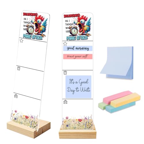 Sticky Note Holder Acrylic Monitor Memo Board Desk Organizers Desk Decor Post It Note Holder Deadline Oh I Thought You Said Panic Attack Funny Rooster Office Work Stress Desk Sign - color: Acrylic 19