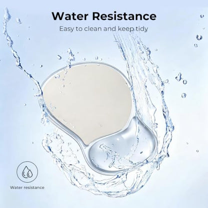 EooCoo Ergonomic Waterproof Mouse Pad with Gel Wrist Rest Support | Middle Concave Design, Leather Mouse Pad, Relieve Wrist Pain, Non-Slip Base, Office Desk Accessories, Non-Slip Base - color: Transparent White