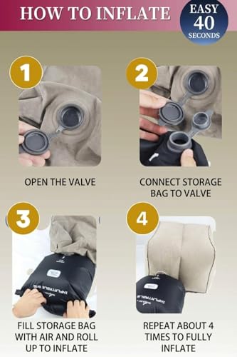 Inflatable Foot Rest for Airplane Travel - Adjustable Height Leg Pillow for Long Flights - Portable Travel Footstool with Pump-Free Inflation Bag - Car & Office Leg Rest Essentials