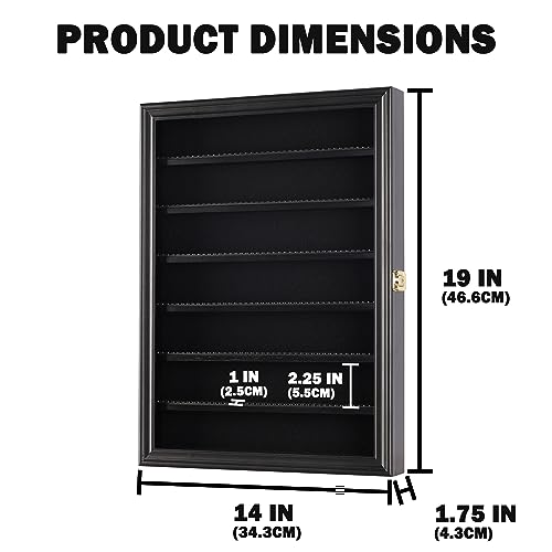 Minifigure Display Case - Building Block Toy Wall Cabinet Showcase for Small Miniature Collectibles Mini Brands Thimbles, Lockable UV Protection Door (Black Finish Frame) - size: Large - Black