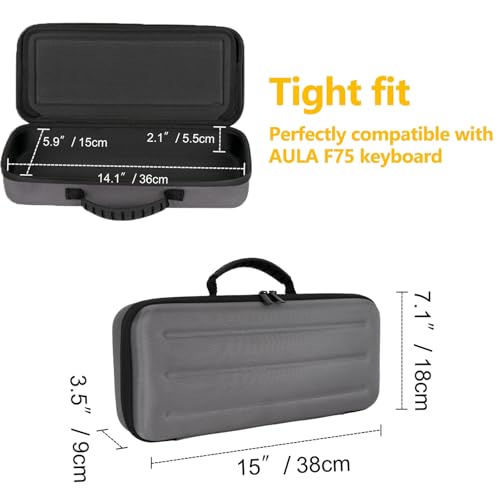 75% Keyboard Case, Hard Shell Travel Carrying Bag for Aula F75 | Fits Aula F75, ASUS ROG 75% & Similar – Hard Shell, Soft Lining, Dustproof, Mesh Pocket for Accessories