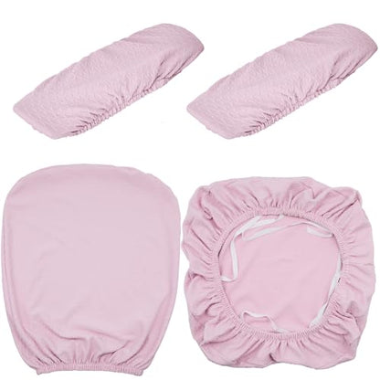 Tallew 4 Pcs Office Chair Covers Set Computer Universal Protective Stretchable Chair Seat Covers Desk Armrest Slipcovers Pads Office Cushion Backrest for Rotating(Pink) - color: Pink