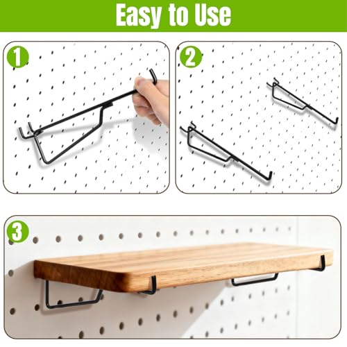 14 Pack Pegboard Shelf Hooks, Only Fits Pegboards Under 1.2mm Thick | 8 Inch Metal Peg Board Bracket, Peg Board Shelving Hook Accessories, Utility Tool Hangers Set for Garage, Craft
