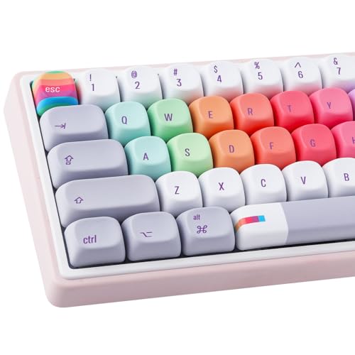 Tsungup MOA Profile Keycaps,131 Keys Gray Rainbow Candy Custom Keycaps,PBT Cute Dye Sub Key Caps Keyboard Keycap Set for MX Switches Mechanical - color: Gray Rainbow Candy