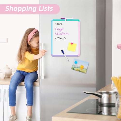 VUSIGN Small White Board Dry Erase, 11''x14'' Magnetic Dry Erase Board, Mini Whiteboard with Markers for Students, Fridge, Wall, Locker - color: E-colorful1 1 Pack