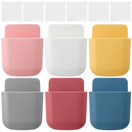 Kathfly 6 Pcs Remote Control Holders Wall Mount Self Adhesive Remote Holder Wall Mount Storage Box TV Air Conditioner for Home Office Television Pens Keys