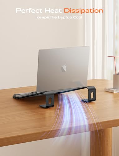 LOXP Laptop Stand for Desk, Metal Laptop Stand with Wrist Support, Ergonomic Detachable Laptop Riser, Aluminum Lectern, Computer Stand for MacBook Air Pro, HP, Dell, XPS, HP (10-17") Laptops - Black - color: Black