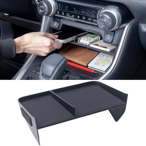 Console Organizer for Phones with Cases Compatible with 2019-2025 Toyota RAV4 & RAV 4 Prime Accessories, Center Console Tray Divider Without Upper Partition Enough Space for Storage Items ABS Material