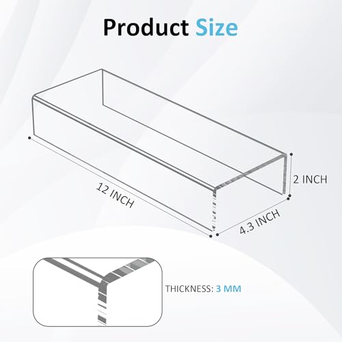 Sezanrpt Acrylic Shelf Riser 12x4.3x2 pack of 2, Clear Display Shelf 12” for Shoes, Glasses, Plants, Home Decors, Perfume, 12x4.3x2 Inch - color: Clear, size: 12x4.3x2 Inch