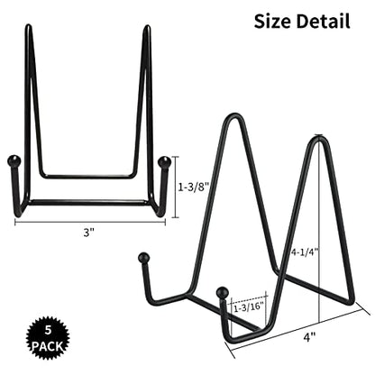 IBosins 5 Pack 4 Inch Plate Holder Display Stands, Metal Black Frame Stand for Picture, Book, Photo Easel, Creation, Collectibles - color: Black, size: 4 Inch