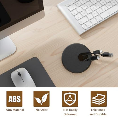 2 Pieces Desk Grommet 1.5 Inch, Black ABS Plastic Cable Hole Cover, U-Shaped Insert for Office Home School Computer Desk Equipment