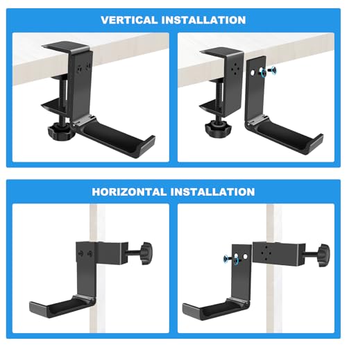 2PCS Headphone Stand Hanger Holder, Foldable Aluminum Desk Headphone, Universal Space Saving Headset Stand Multifunctional Under Desk Hanger for Home Office - size: Black 2PCS