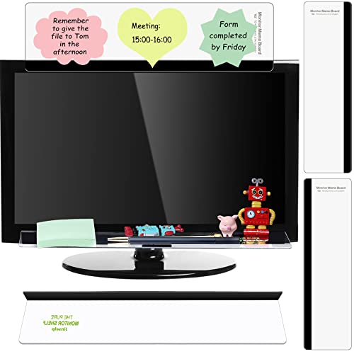 3 Pieces Multifunction Computer Monitor Memo Board Side Panel Memo Top Mount Acrylic Transparent Message Board for Screen Cabinet, Left and Right