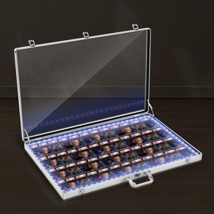 34"x22" LED Trade Show Display Case Table Top Portable Aluminum Sports Card Display Case Frame with Clear Acrylic Showcase with Locks for Jewelry Craft Collector Shows