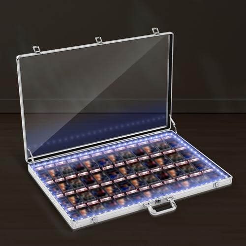 34"x22" LED Trade Show Display Case Table Top Portable Aluminum Sports Card Display Case Frame with Clear Acrylic Showcase with Locks for Jewelry Craft Collector Shows