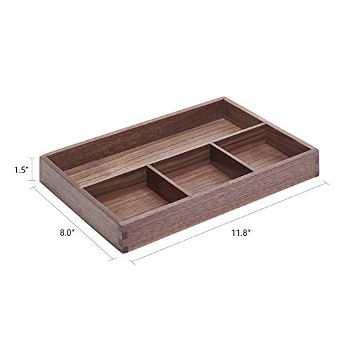 pandapark Wood Organizer Tray,Black Walnut,Desk & Drawer Storage Box (Walnut Master) - color: Walnut Master-4