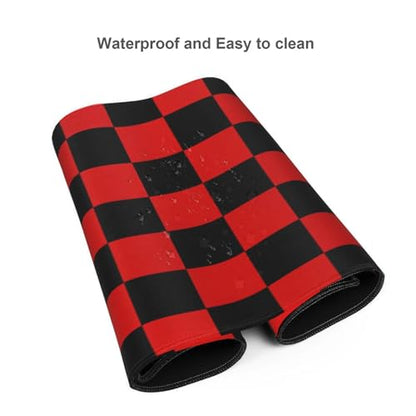 Black Red Checkered Mouse Pad Large Desk Mat for Keyboard and Mouse Non-Slip Gaming Mousepad Office Desk Accessories for Computer 35.4x15.7Inch - color: Black Red Checkered