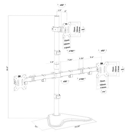 VIVO Triple LCD LED Computer Monitor Desk Stand, Free Standing Heavy Duty Fully Adjustable Mount for 3 Screens up to 30 inches STAND-V003E - size: 13" to 30" screens, style: Freestanding