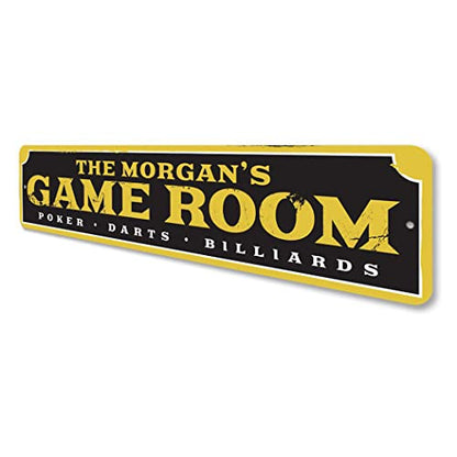 Aluminum Sign Game Room Poker Darts Billiards Personalized Themed for Home Metal Wall Decor Entertainment Space Hanging Plaque with Pre-Drilled Holes 6x24 Inch - size: c) 6 x 24 Inches