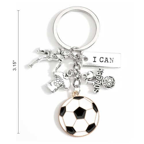 Sports Ball Keychain with Volleyball Baseball Soccer Basketball Football Charms Athletic Gift for Men - color: Football